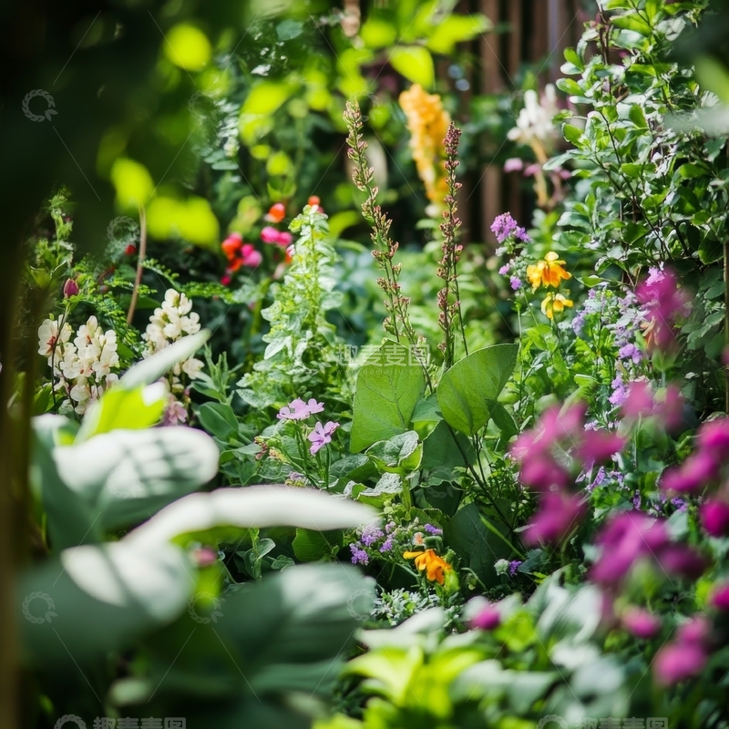 高清大图下载【趣麦麦图】多彩花园中的繁茂花卉