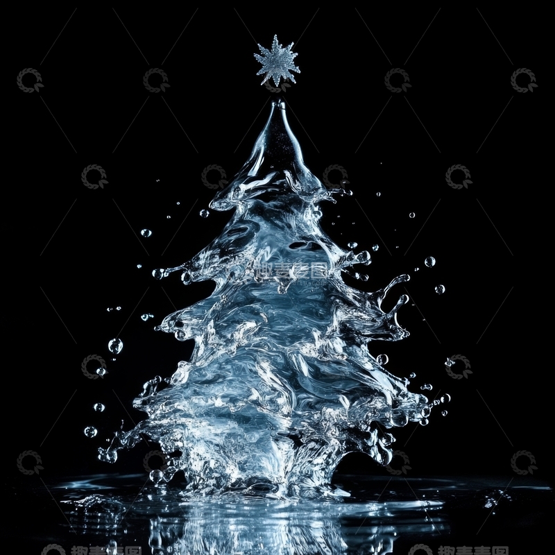 高清大图下载【趣麦麦图】水滴构成的圣诞树形状