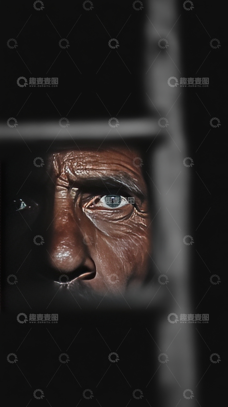 高清大图下载【趣麦麦图】透过铁窗的凝视