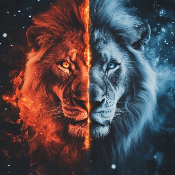 火焰与冰霜交织的双狮图