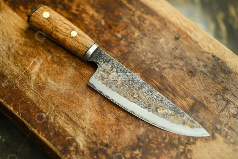 高清大图下载【趣麦麦图】木柄刀具置于旧木板上