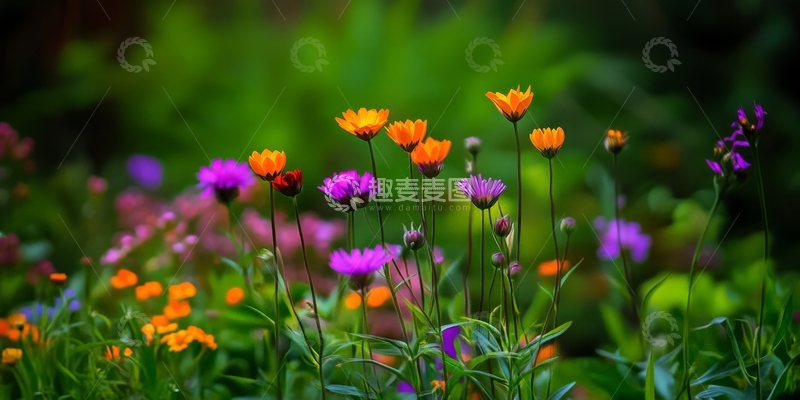 高清大图下载【趣麦麦图】五彩斑斓的野花在微风中摇曳