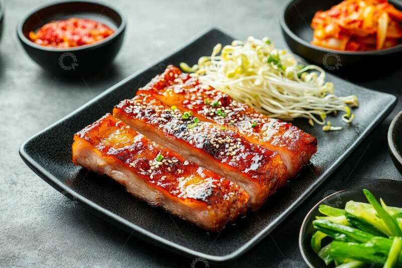 高清大图下载【趣麦麦图】韩式烤肉配豆芽与小菜