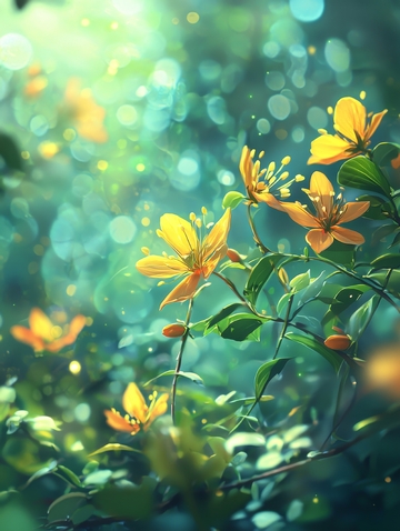 阳光下的黄色花朵