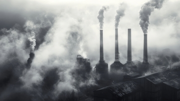 工业烟囱排放浓烟