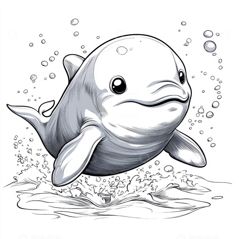 高清大图下载【趣麦麦图】跃出水面的可爱海豚