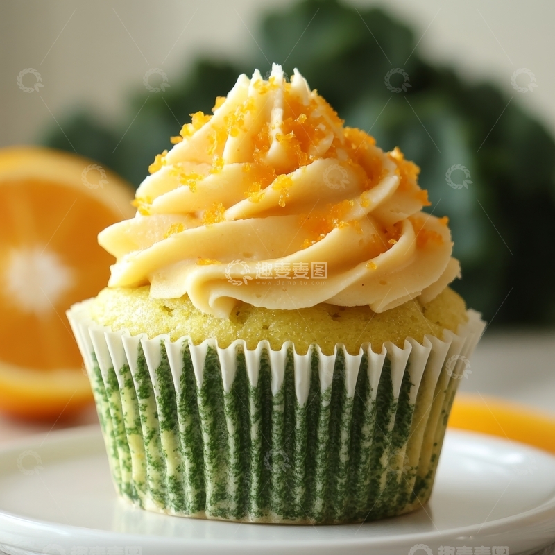 高清大图下载【趣麦麦图】橙香奶油纸杯蛋糕