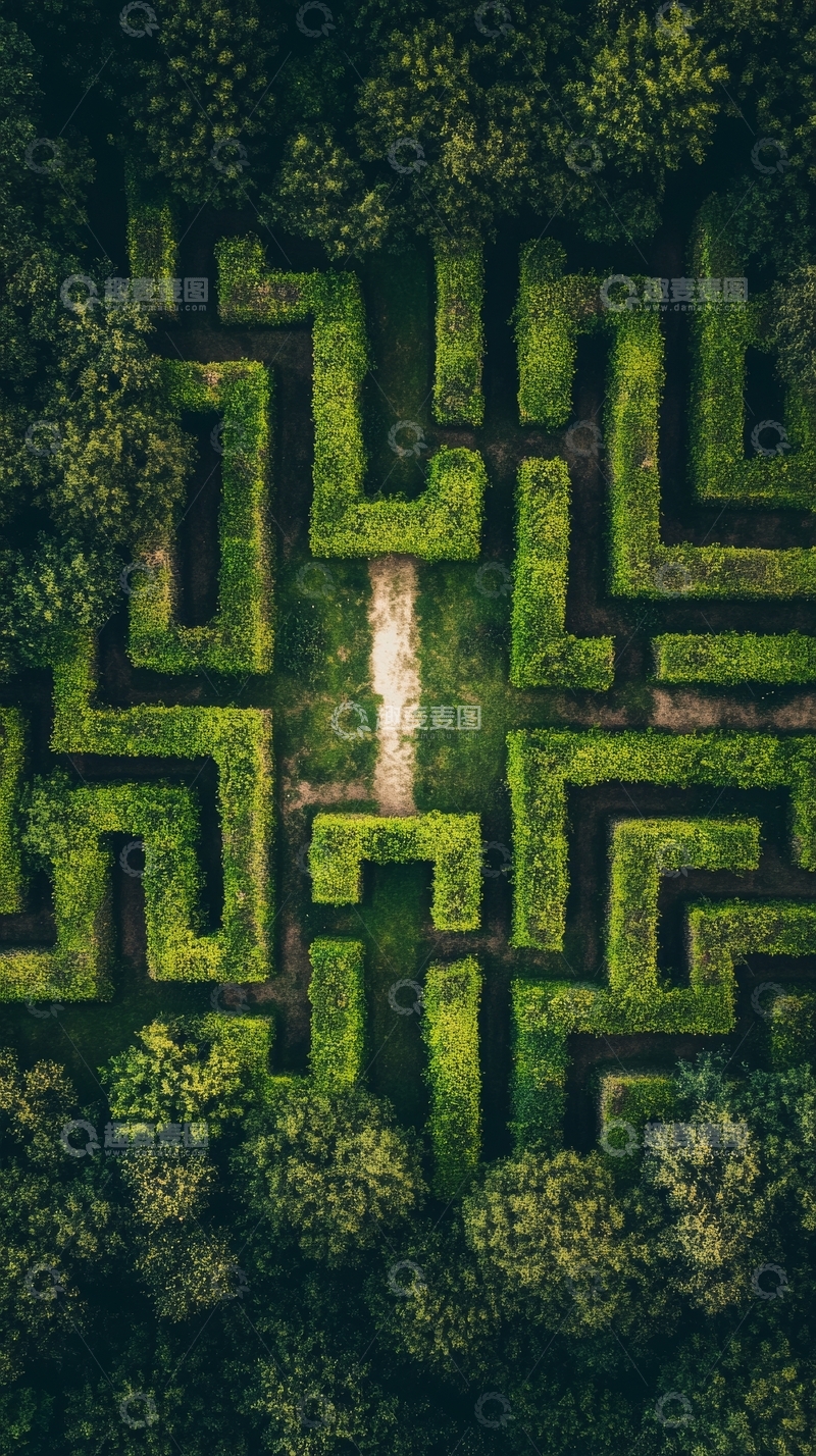 高清大图下载【趣麦麦图】俯瞰绿色迷宫的航拍图