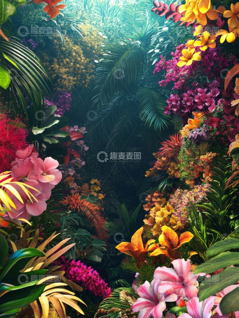 高清大图下载【趣麦麦图】热带雨林中的繁花似锦