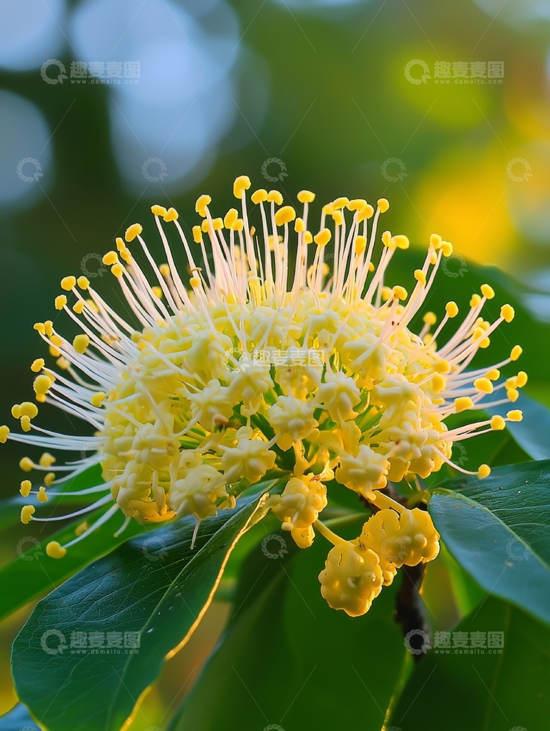 高清大图下载【趣麦麦图】黄色花簇特写，背景模糊