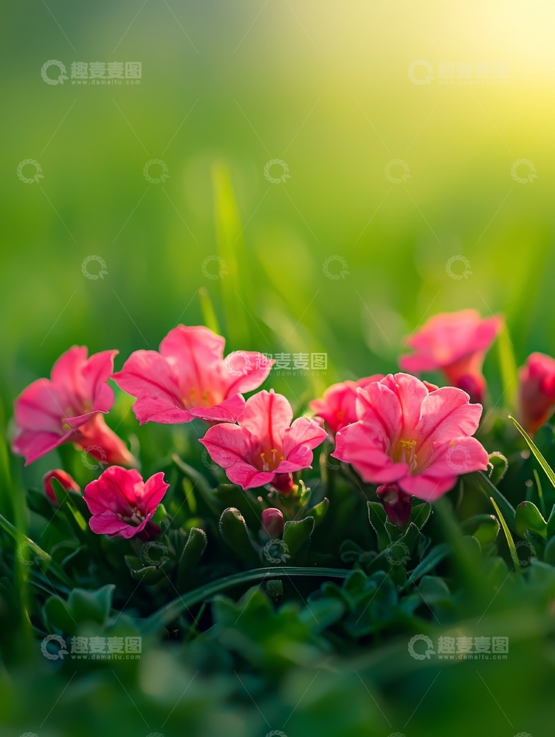 高清大图下载【趣麦麦图】草地上的粉红色花朵