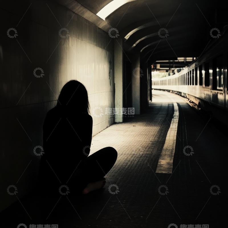 高清大图下载【趣麦麦图】隧道中静坐的剪影