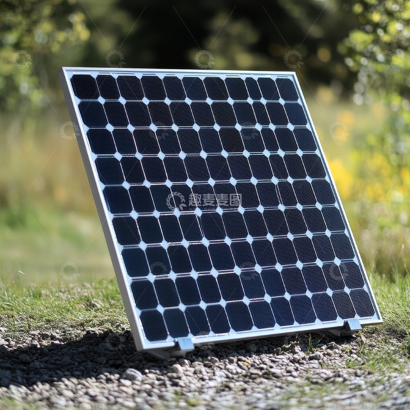 高清大图下载【趣麦麦图】户外草地上的太阳能板