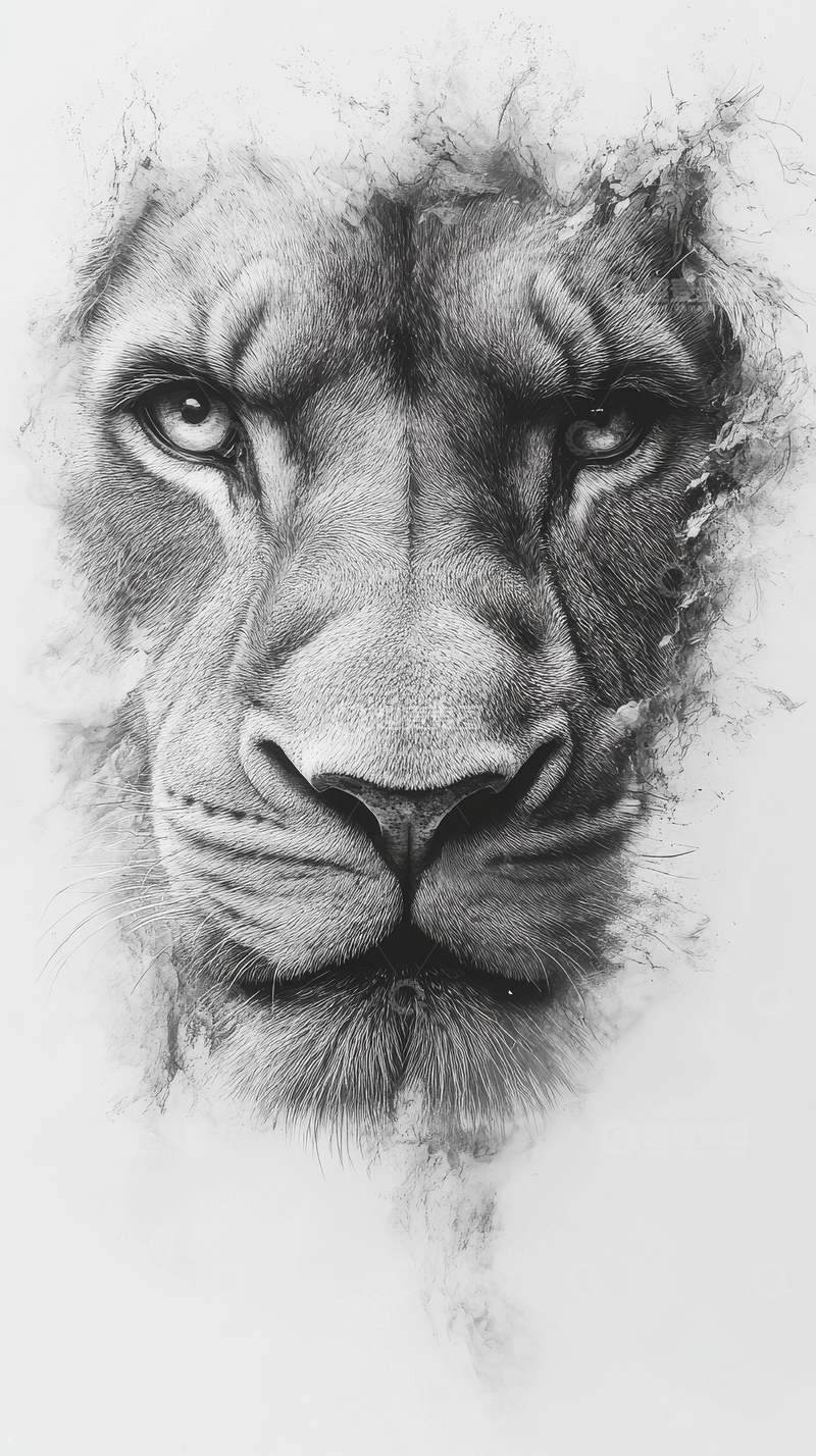 高清大图下载【趣麦麦图】细腻笔触下的雄狮肖像