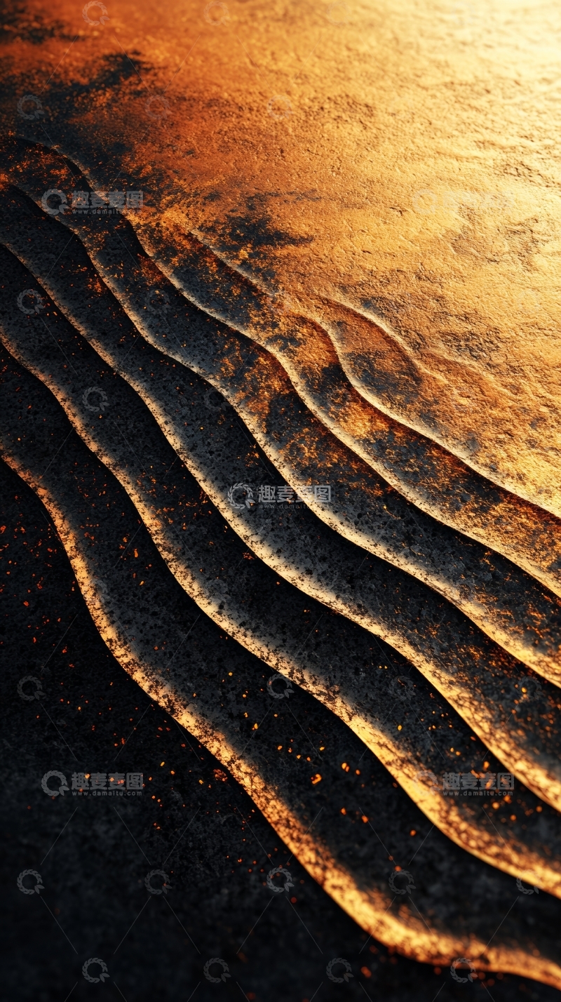 高清大图下载【趣麦麦图】金色波纹纹理的抽象艺术