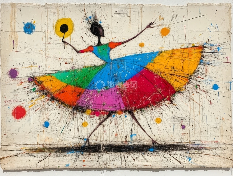 高清大图下载【趣麦麦图】彩色舞者抽象艺术画