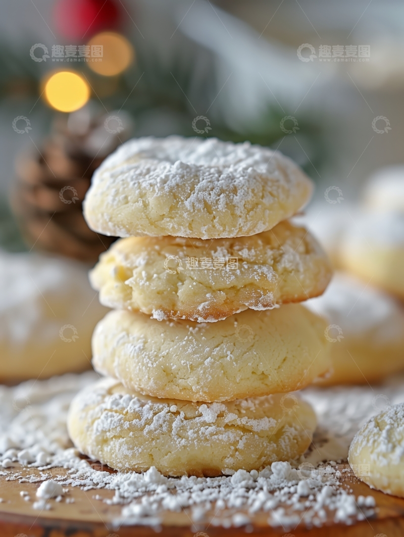 高清大图下载【趣麦麦图】糖粉饼干堆叠，节日氛围
