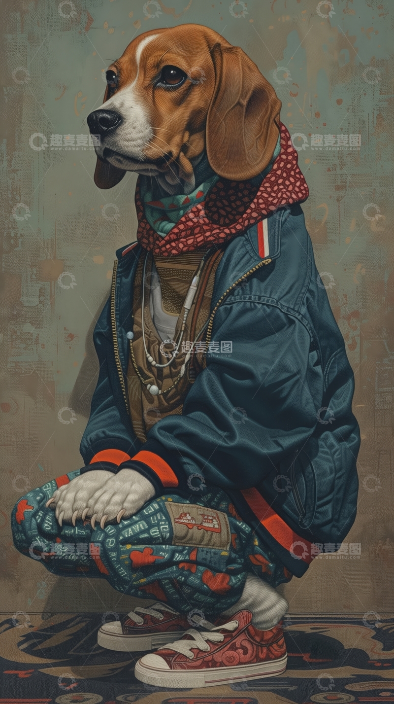 高清大图下载【趣麦麦图】穿着时尚服饰的狗狗