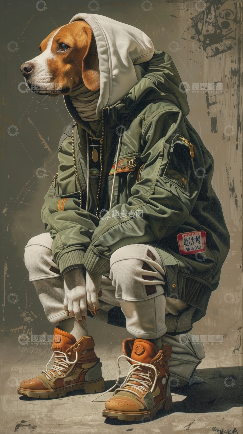 高清大图下载【趣麦麦图】-穿着时尚服饰的狗狗