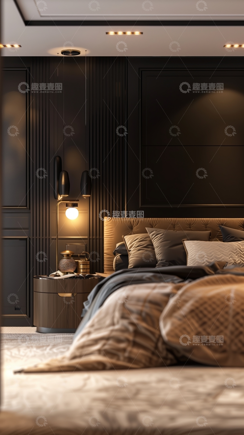 高清大图下载【趣麦麦图】现代简约卧室，温馨舒适氛围