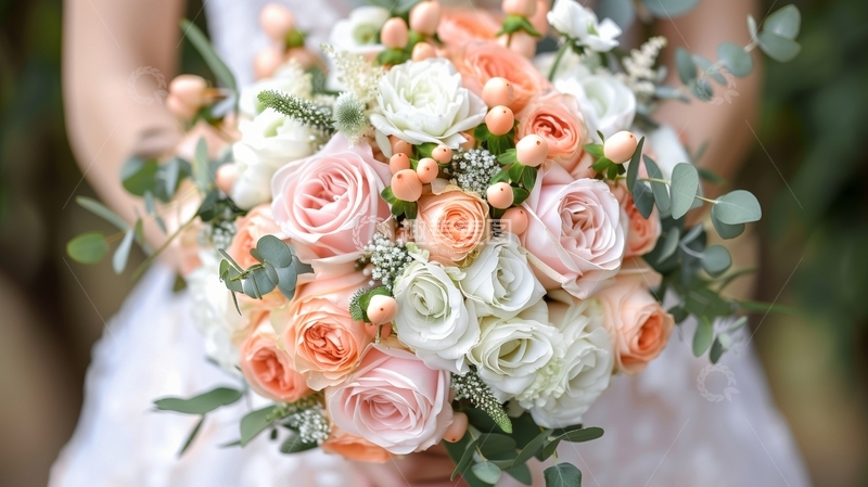 高清大图下载【趣麦麦图】手捧精致的粉色玫瑰花束