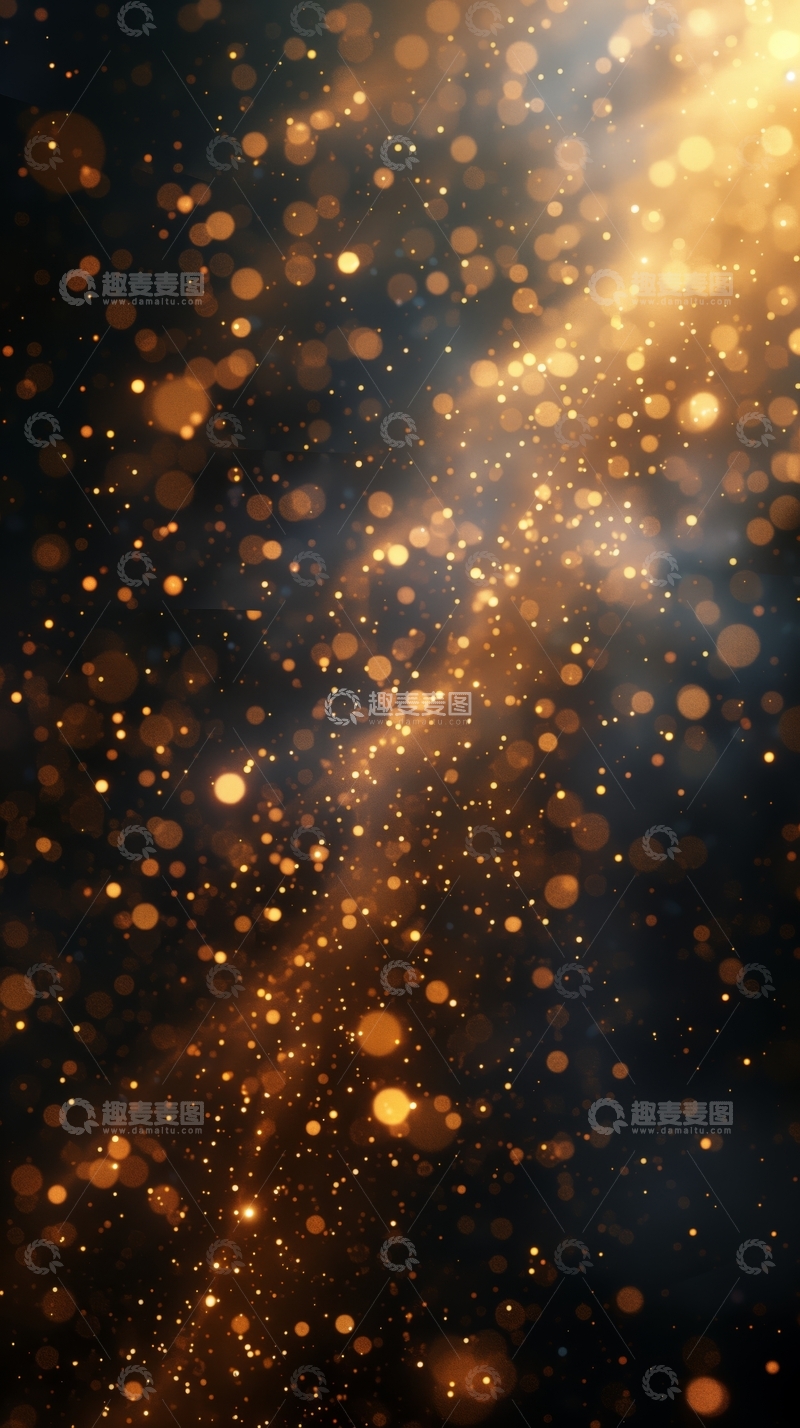 高清大图下载【趣麦麦图】金色光斑在黑暗背景中闪烁