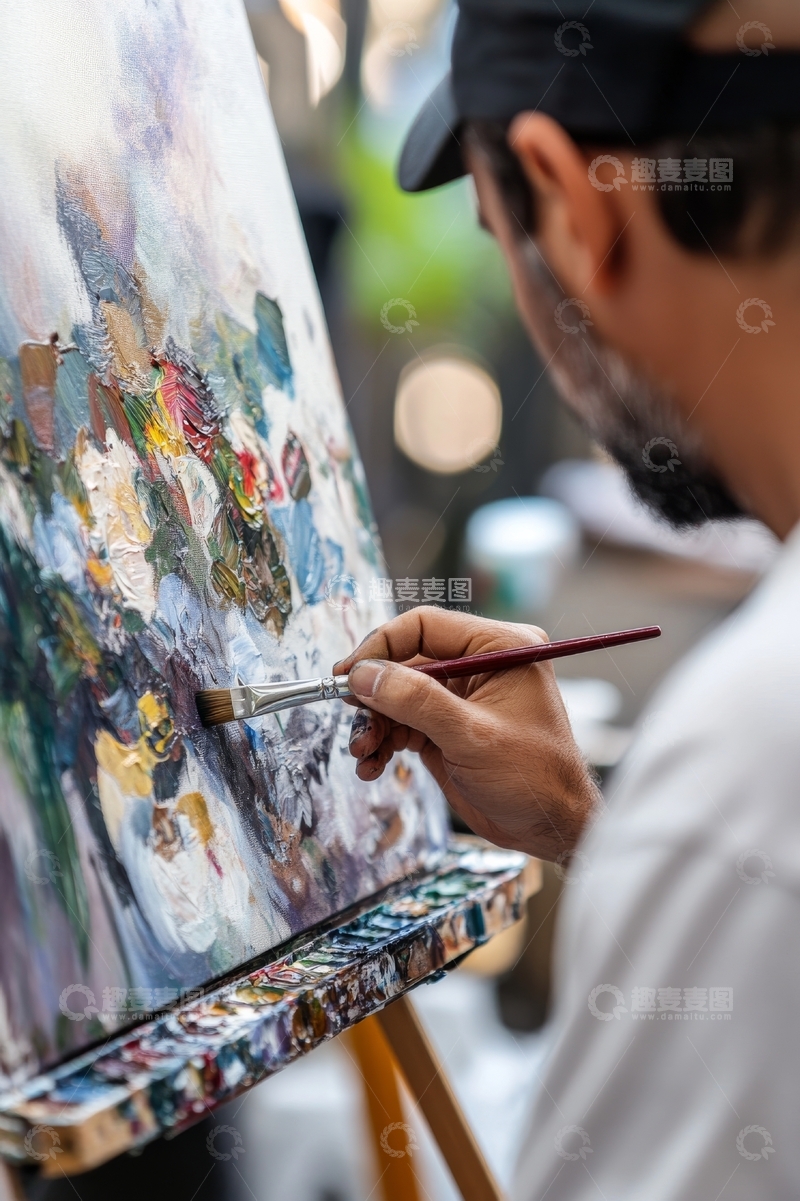 高清大图下载【趣麦麦图】画家专注创作抽象油画