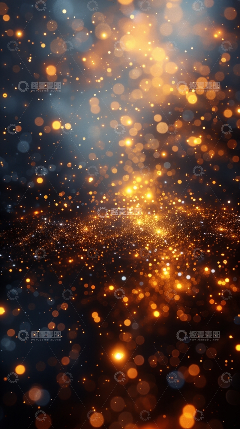 高清大图下载【趣麦麦图】金色光斑在夜空中的璀璨景象