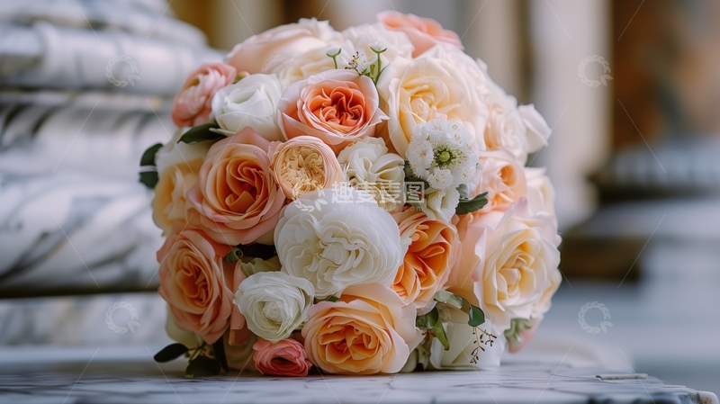 高清大图下载【趣麦麦图】精致的粉白玫瑰花束