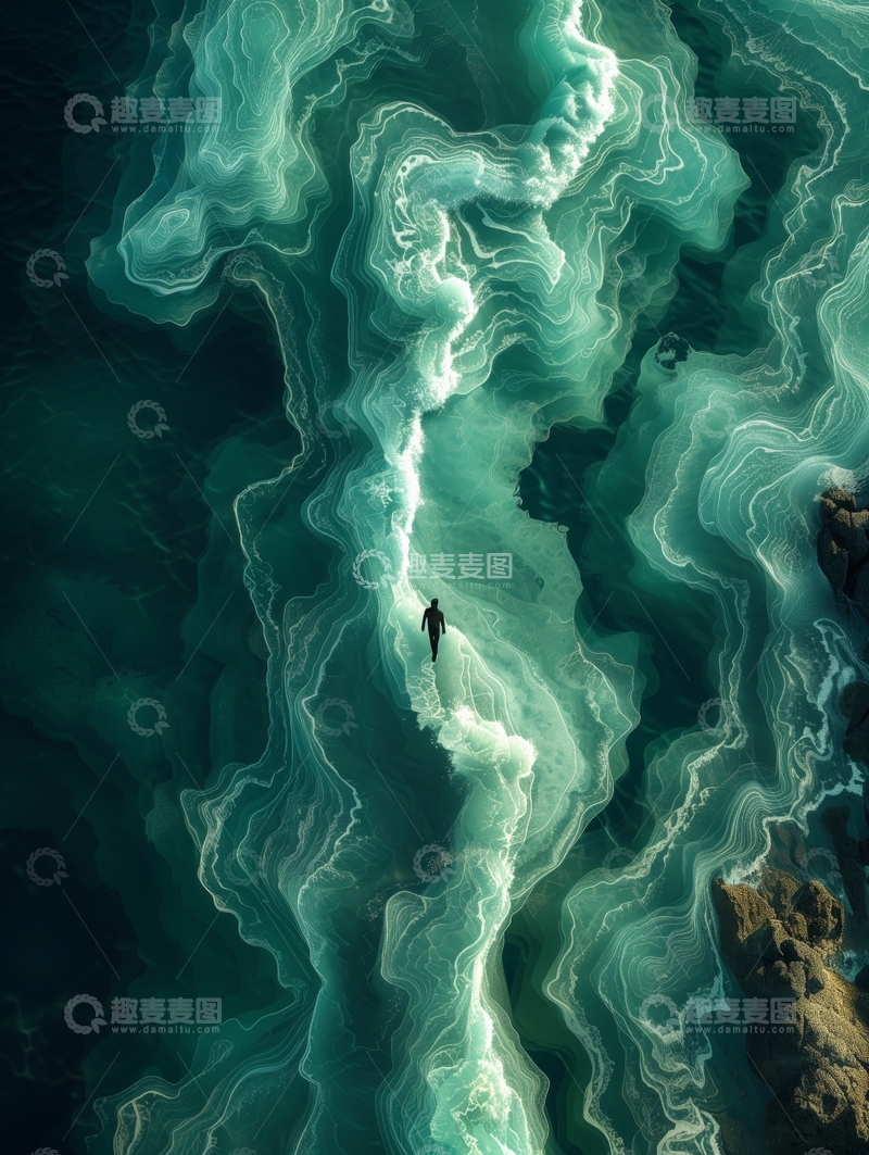 高清大图下载【趣麦麦图】碧绿河流上的独行者