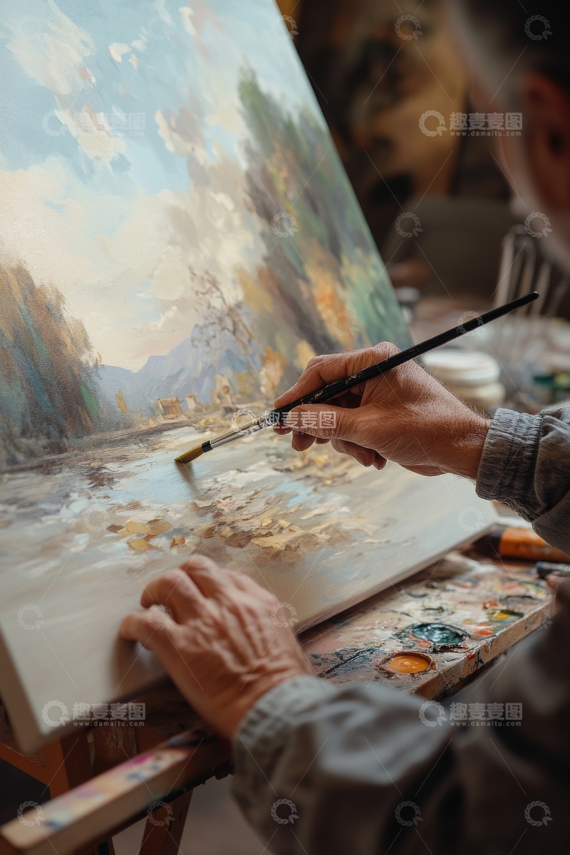 高清大图下载【趣麦麦图】画家细致描绘山水风景