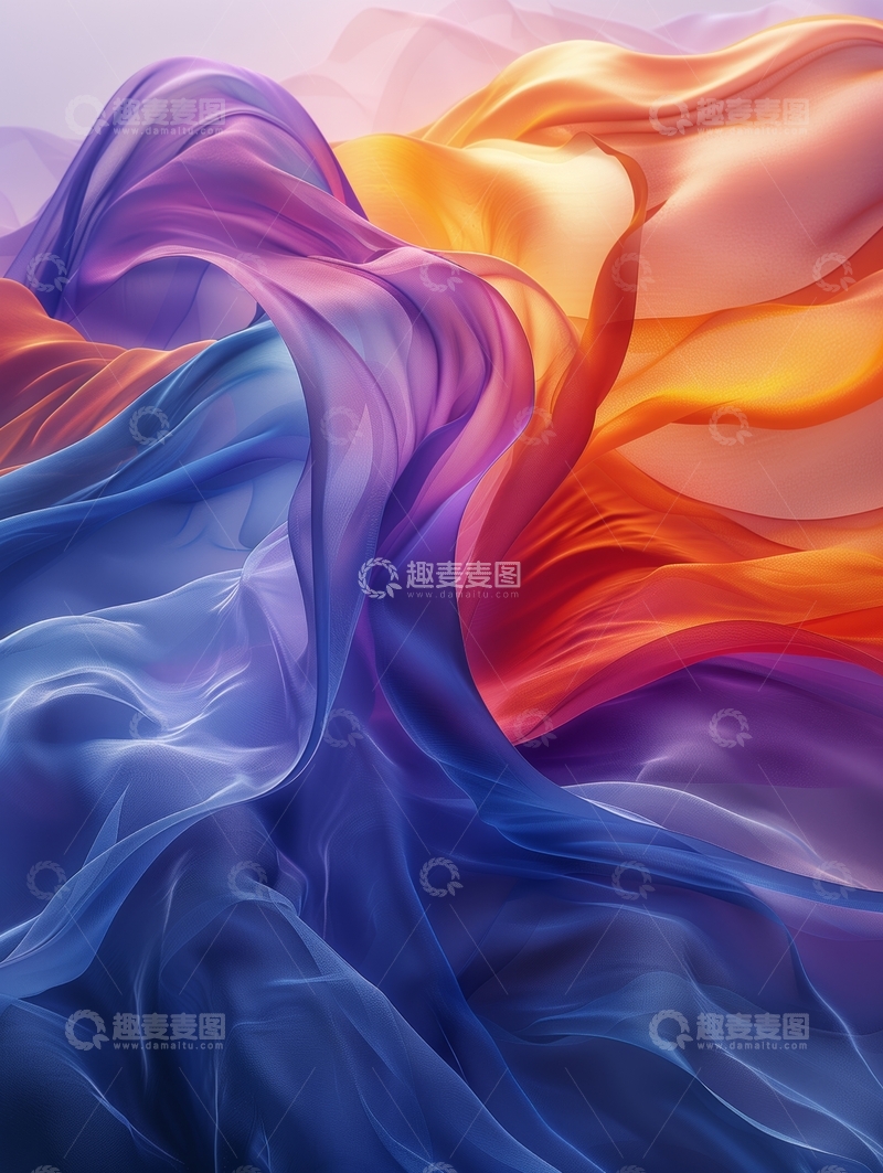 高清大图下载【趣麦麦图】色彩斑斓的丝绸飘带