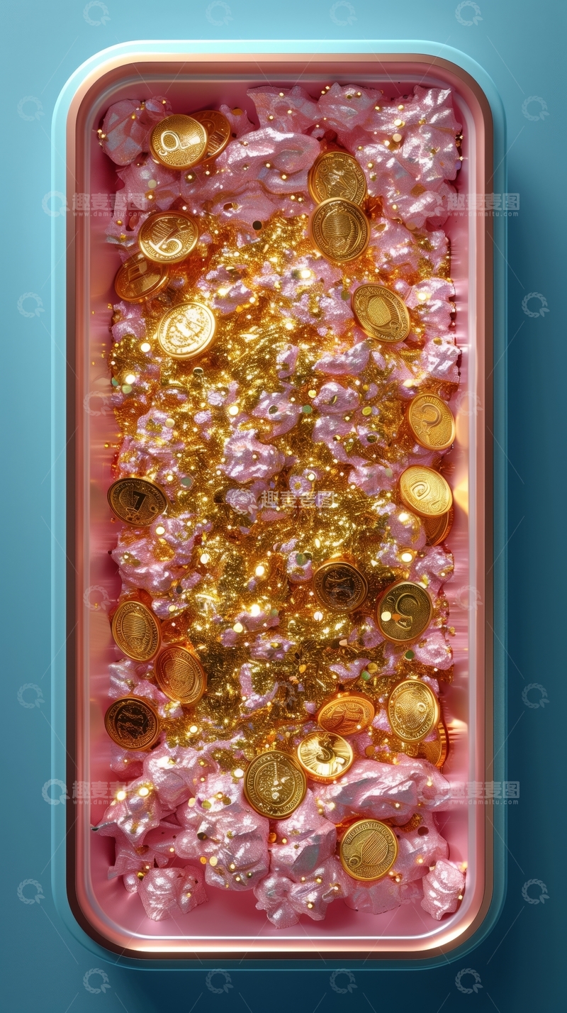 高清大图下载【趣麦麦图】粉色甜品中的金色装饰