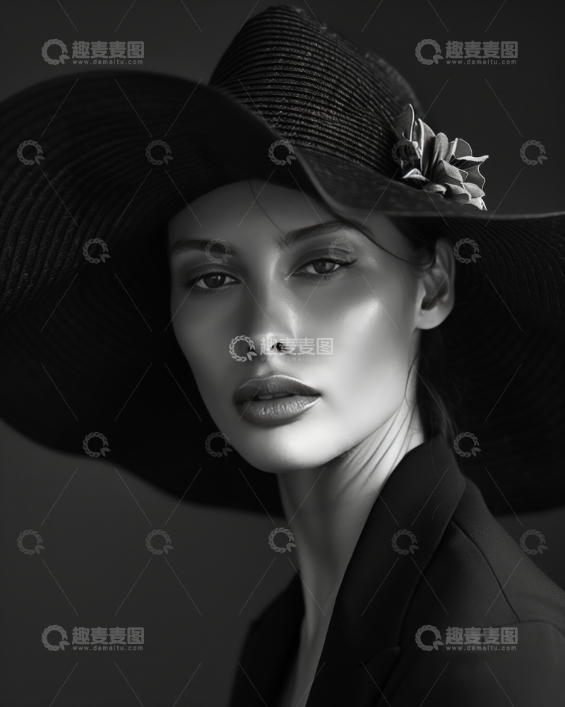 高清大图下载【趣麦麦图】黑白色调中的优雅女性