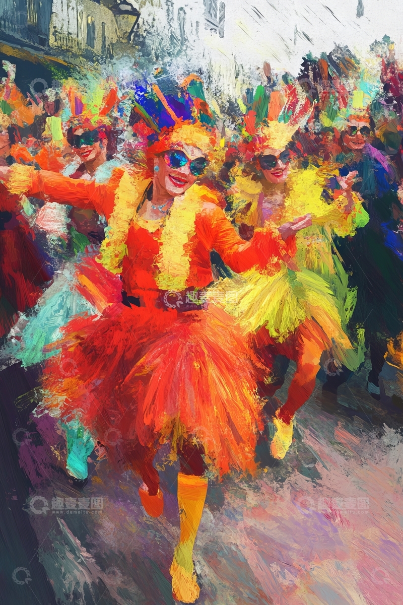 高清大图下载【趣麦麦图】色彩斑斓的节日舞蹈表演