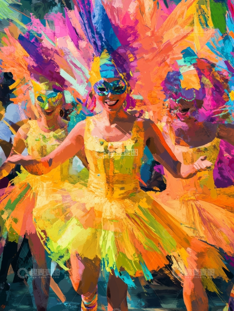 高清大图下载【趣麦麦图】色彩斑斓的节日舞蹈表演