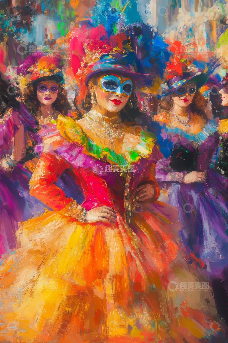 色彩斑斓的节日盛装女子