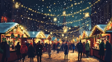 夜幕下的圣诞集市