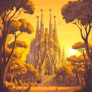 黄昏中的哥特式教堂