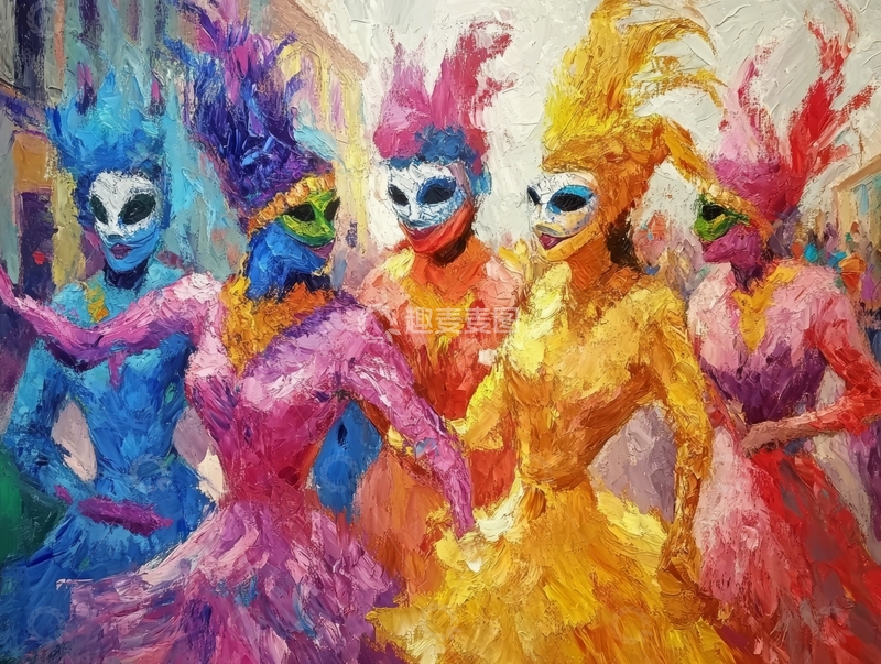 高清大图下载【趣麦麦图】色彩斑斓的面具舞者