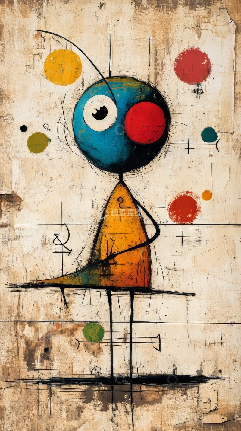 高清大图下载【趣麦麦图】抽象人物与彩色圆点的奇幻组合