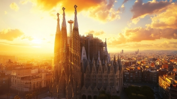 日落时分的宏伟教堂