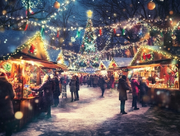 夜幕下的圣诞集市