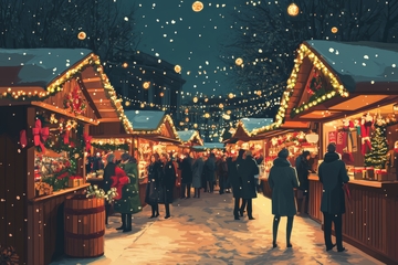 夜幕下的圣诞集市