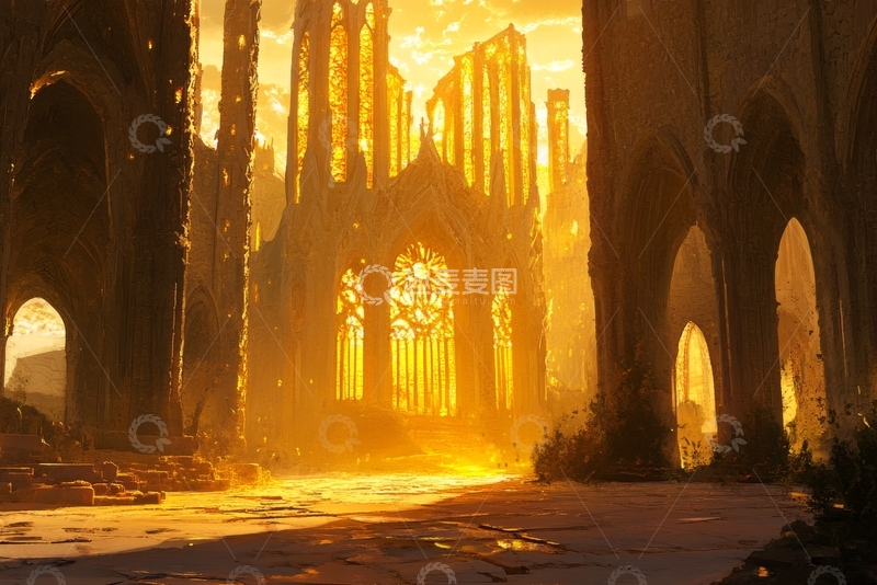 高清大图下载【趣麦麦图】废墟中的金色光辉
