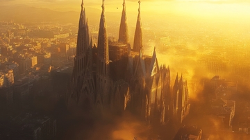 金色光辉中的宏伟教堂