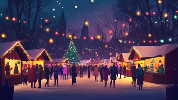 夜幕下的圣诞集市