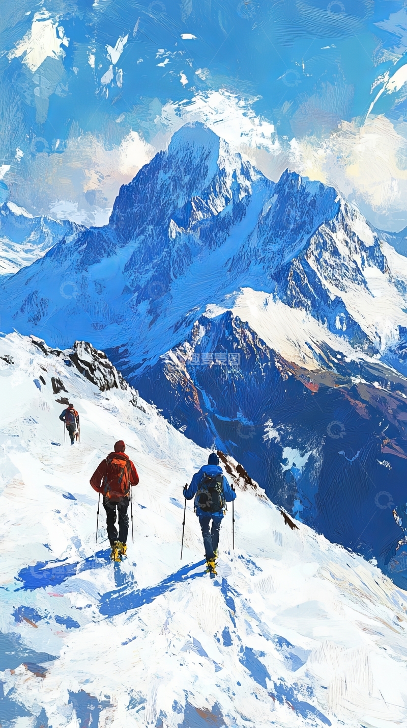 高清大图下载【趣麦麦图】雪山攀登者