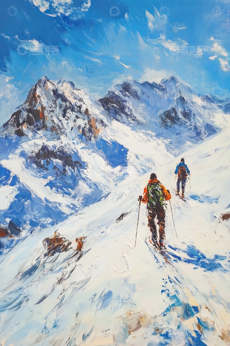 高清大图下载【趣麦麦图】雪山攀登者