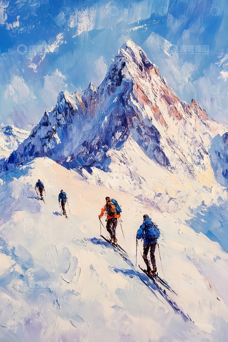 高清大图下载【趣麦麦图】雪山攀登者